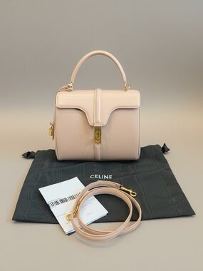 Celine Small 16 Top Handle Bag Blush Nude Calfskin – NEW Current Season w/ Strap